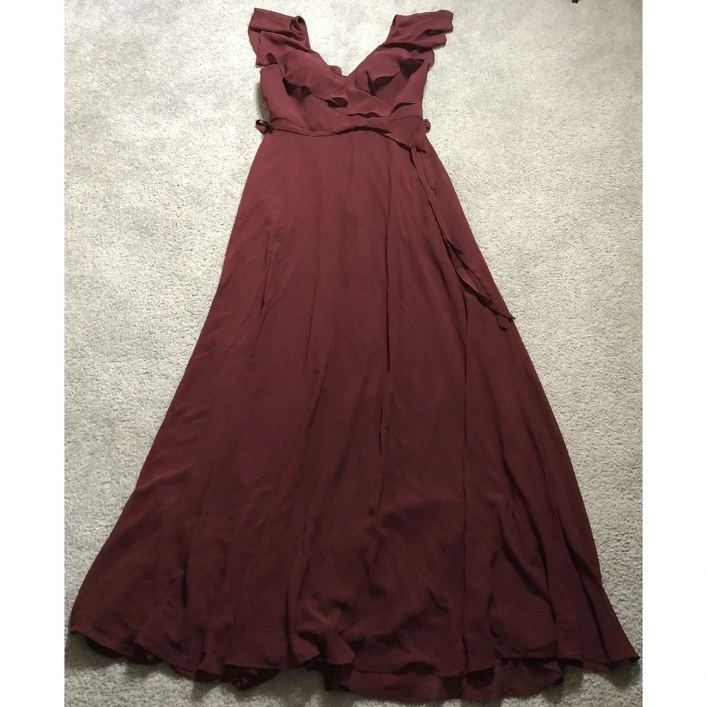 Morilee Chiffon Evening Gown 6 Burgundy Bridesmaid Prom Formal Fairy Whimsigoth - Picture 5 of 12